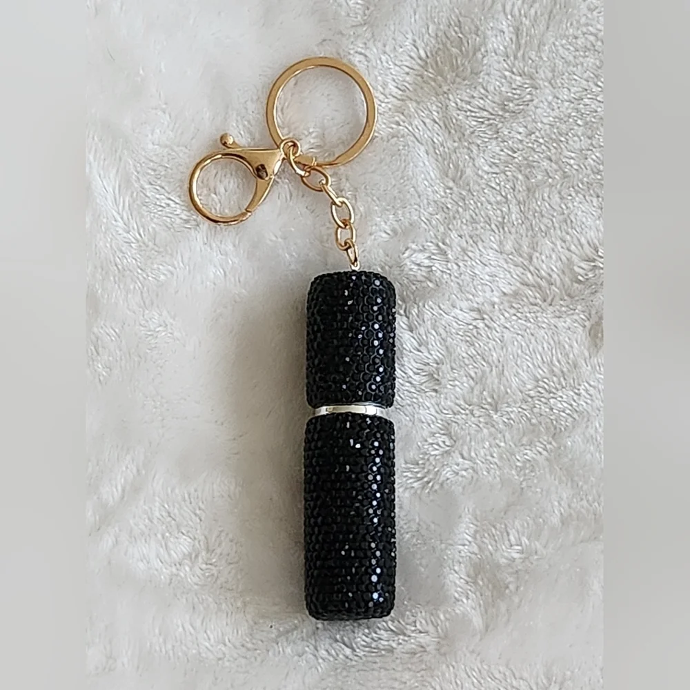 Elegant Black and Gold Perfume Keychain Accessory Bag Charm